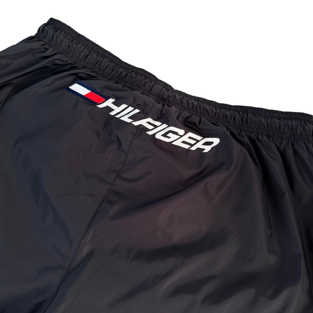 Vtg Hilfiger Athletics Pants XL Black Nylon Fully Lined Ankle Zip Streetwear